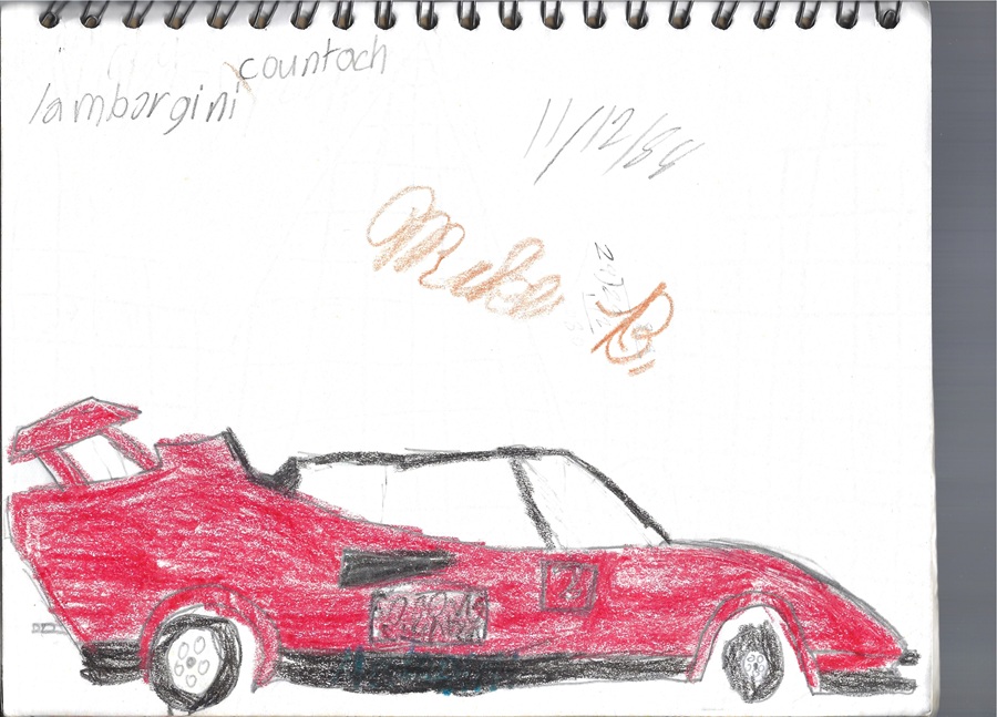 Drawing of a Lamborghini Countach
